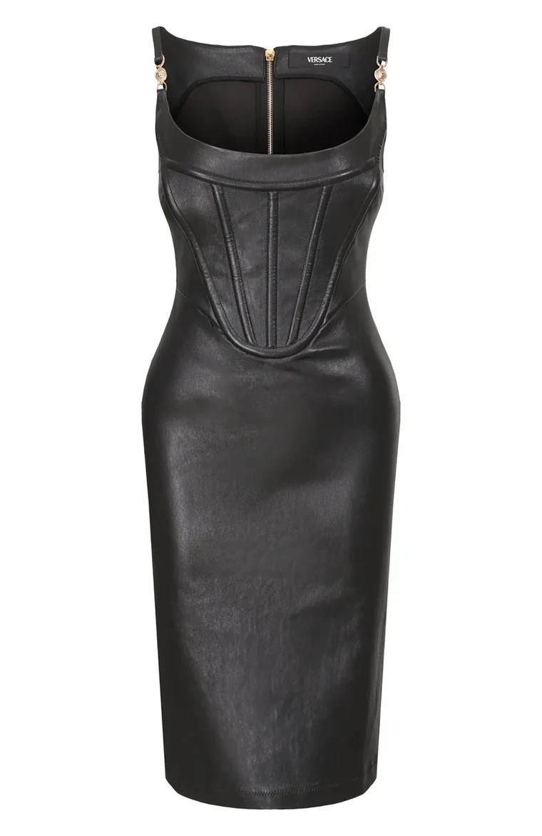 Versace · черное кожаное платье Versace · черное кожаное платье